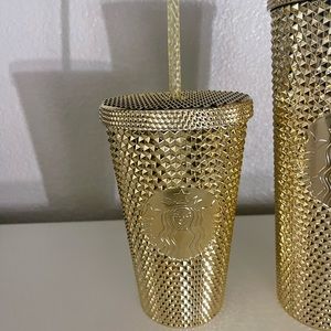 *NEW* *GRANDE* Starbucks Gold Studded Tumbler 2022 Fall Winter Holiday Bling